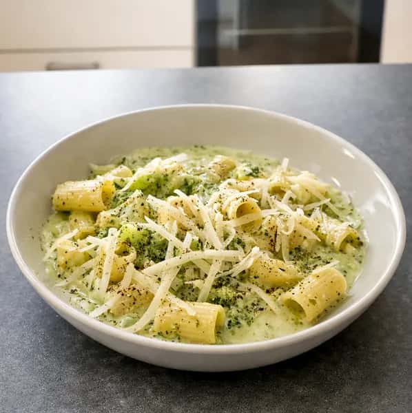 Krämig halloumi med penne, broccoli och citron-pesto - enkelt recept från MatVeckan