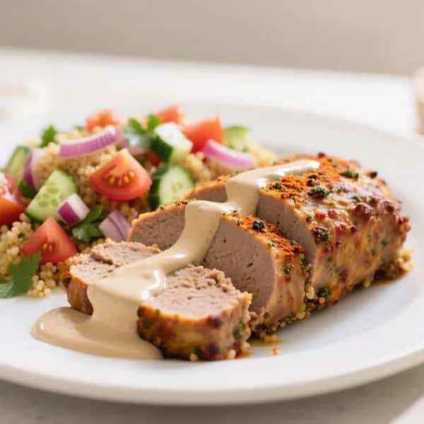 Kryddig lammfärslimpa med tahinisås - enkelt recept från MatVeckan