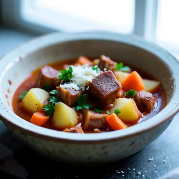 Italiensk bondesoppa på fläsk och potatis, långkok - enkelt recept från MatVeckan