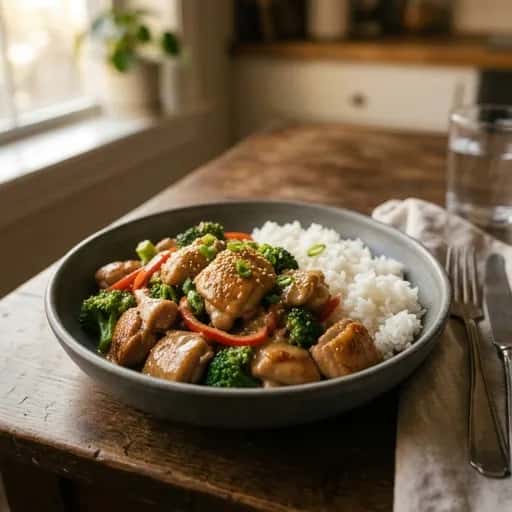 Krämig teriyaki-kyckling i en snabblagad vardagspanna - enkelt recept från MatVeckan