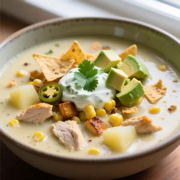Mexikansk potatis- och majssoppa med jalapeño, korianderyoghurt och kyckling - enkelt recept från MatVeckan