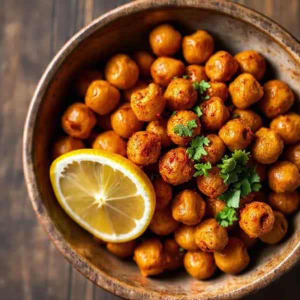 Krispiga kikärtor med vitlök, paprika och chiliolja i airfryer - enkelt recept från MatVeckan