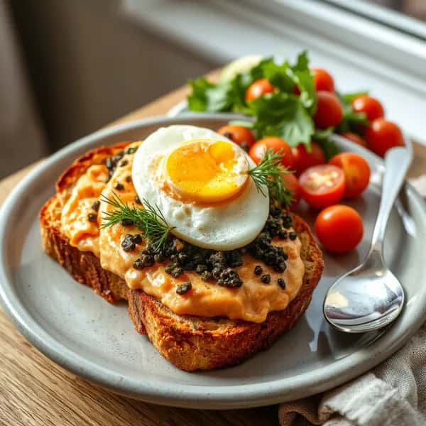 Rostat surdegsbröd med krämig kaviarröra och citron - enkelt recept från MatVeckan