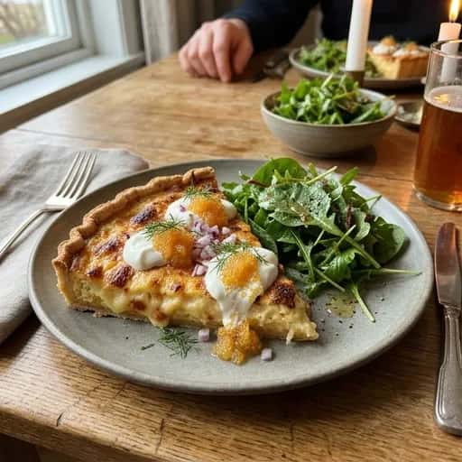 Krämig västerbottensostpaj med löjrom - enkelt recept från MatVeckan