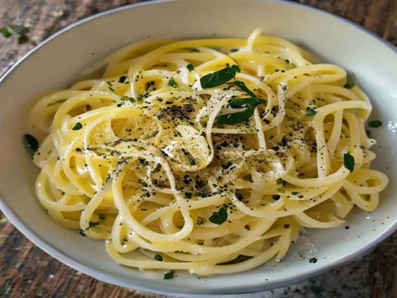 Krämig spaghetti al limone med parmesan och svartpeppar - enkelt recept från MatVeckan
