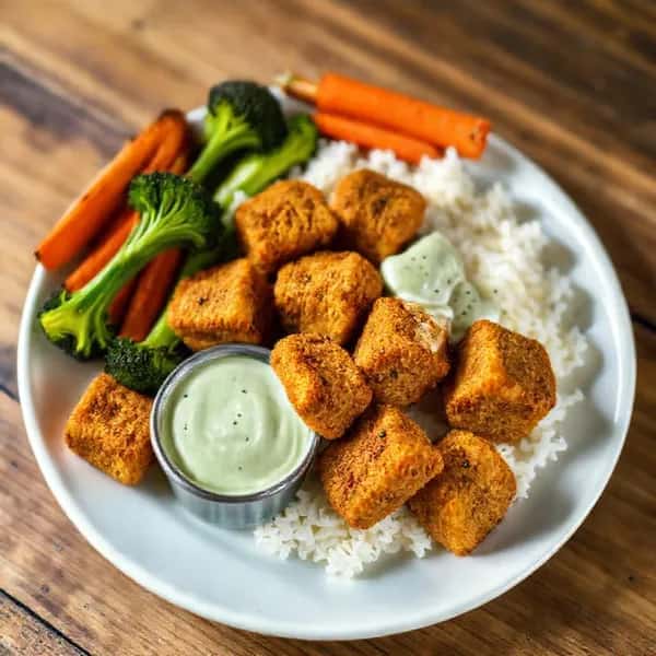 Veganska glutenfria nuggets med mild dipp - enkelt recept från MatVeckan