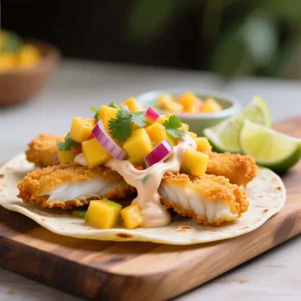 Krispiga fisktacos med mangosalsa - enkelt recept från MatVeckan