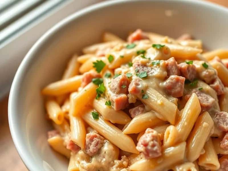Skolans ost- och skinksås med penne - enkelt recept från MatVeckan