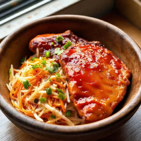 Gochujang-marinerade fläskkotletter i Airfryer med Kimchi-coleslaw - enkelt recept från MatVeckan