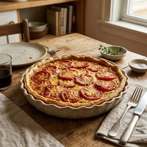 Rustik tomatpaj med dijonsenap och parmesan - enkelt recept från MatVeckan