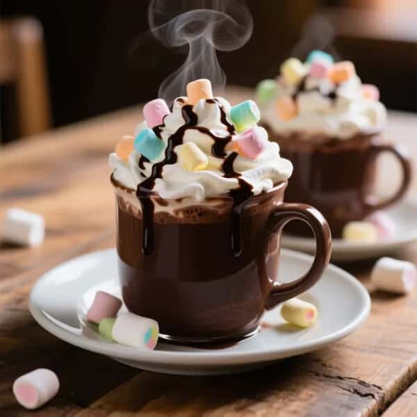 Varm choklad deluxe med vispad grädde och marshmallows - enkelt recept från MatVeckan