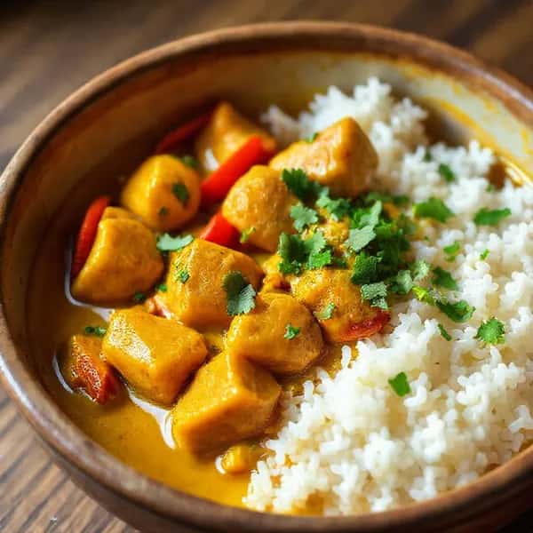 Snabb kyckling med gul curry och koriander - enkelt recept från MatVeckan