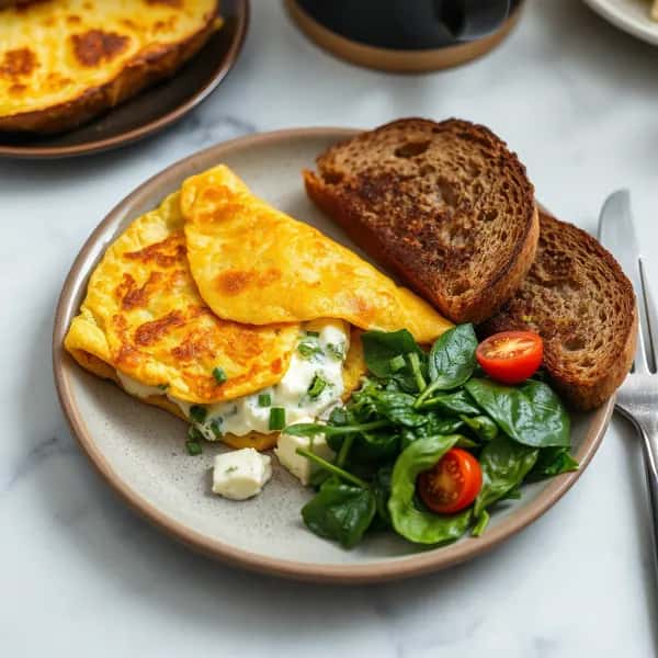 Proteinrik kesoomelett med gräslök - enkelt recept från MatVeckan