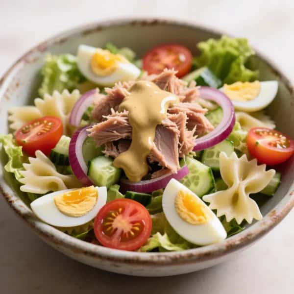 Tonfisksallad med senapsdressing och ägg - enkelt recept från MatVeckan