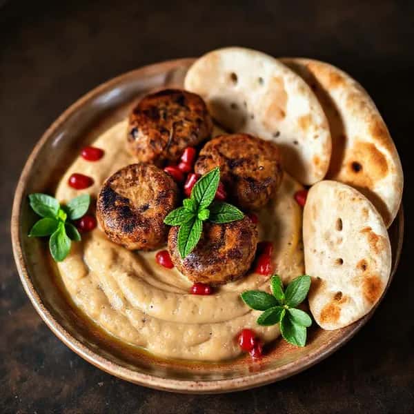 Lammfärsbiffar med kikärtspuré och mynta - enkelt recept från MatVeckan