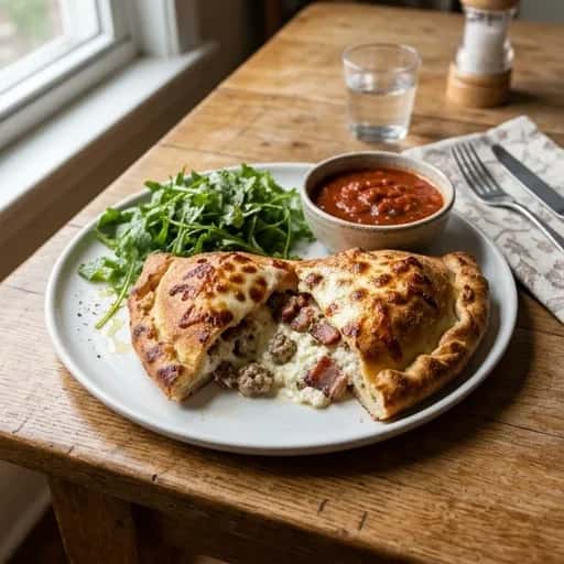Italiensk calzone fylld med krämig ricotta, fläsk och rökigt bacon - enkelt recept från MatVeckan