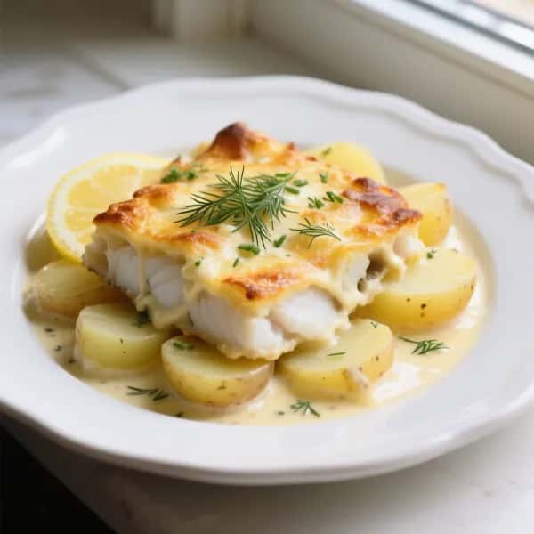 Fiskgratäng med dill, citronmajonnäs och potatis - enkelt recept från MatVeckan
