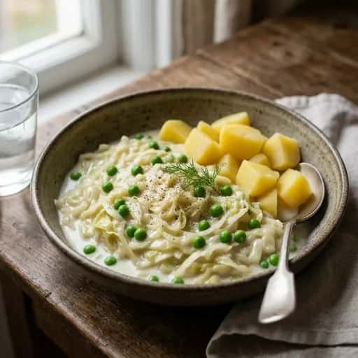 Krämig vitkålsstuvning med ärtor - enkelt recept från MatVeckan