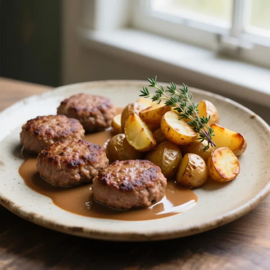 Vardagsbiffar med timjansrostad potatis