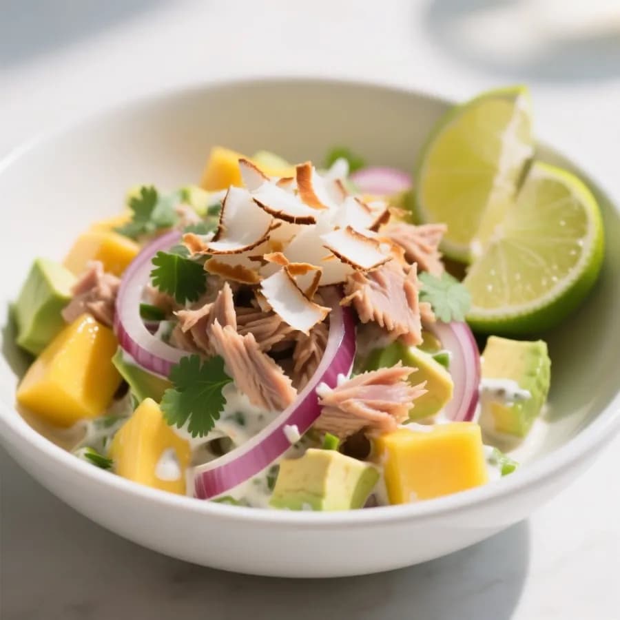 Tropisk tonfisksallad med kokosdressing