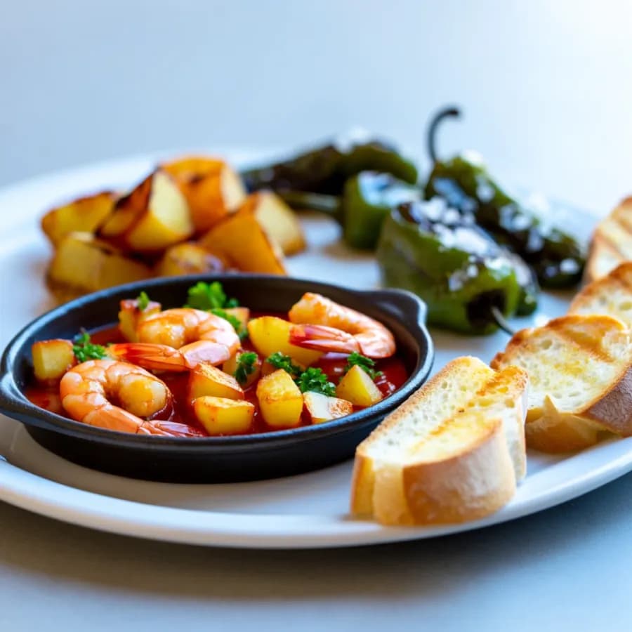 Spansk tapasbricka med smakrika smårätter
