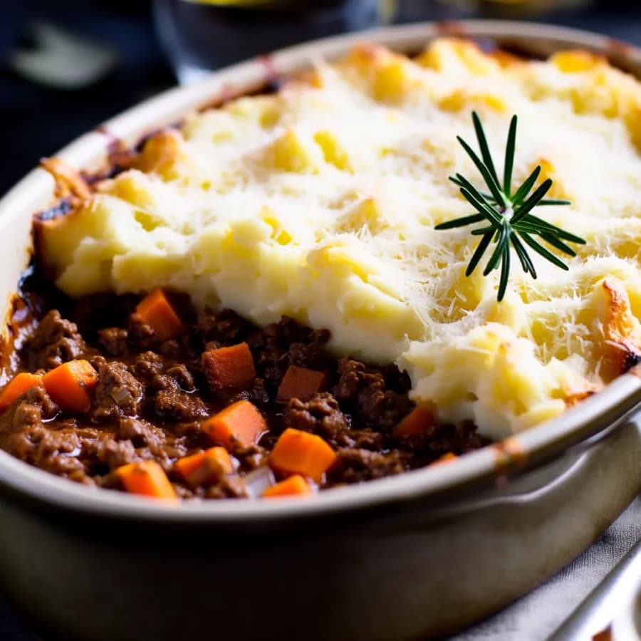 Mustig köttfärsgratäng med rosmarin