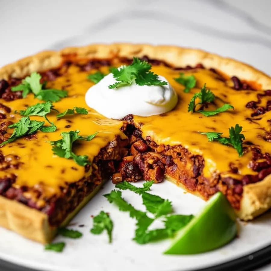 Texas chili paj med cheddar