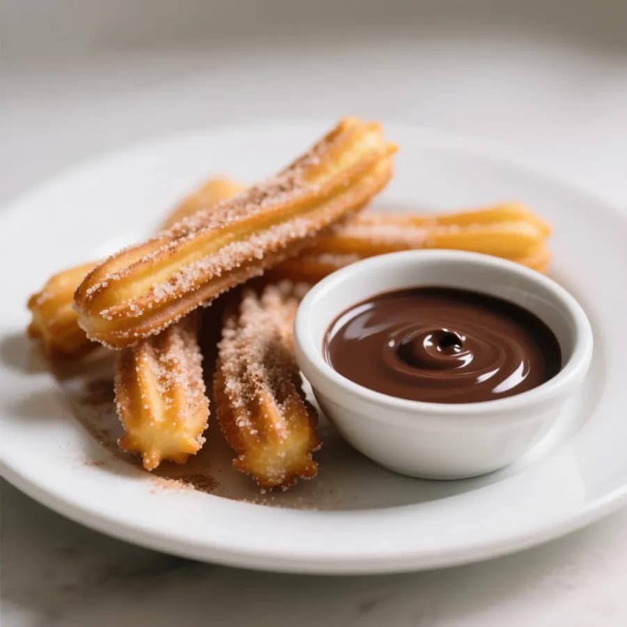 Churros med chokladsås, snabblagad spansk dessert