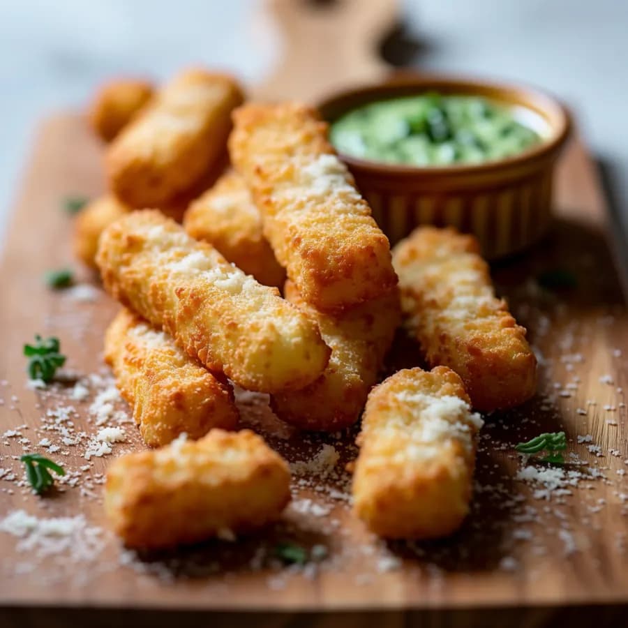 Krispiga parmesansticks med örtdipp