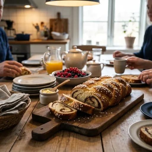Kardemummadoftande vetelängd med mandelfyllning