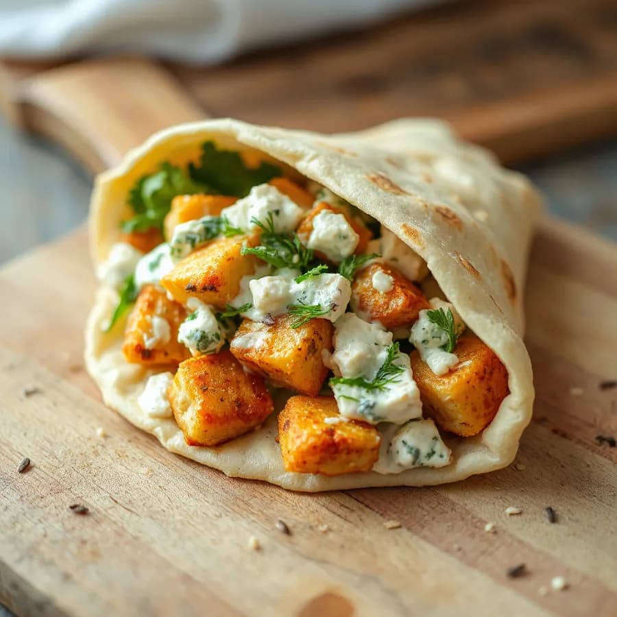 Snabb cottage cheese-flatbread med krämig kycklingfyllning