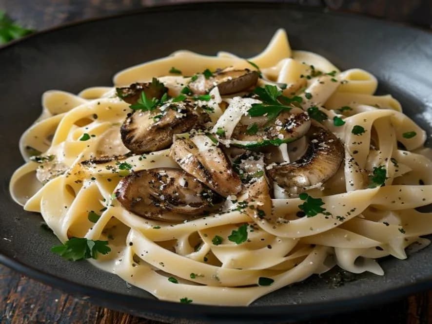 Krämig pasta med champinjoner och tryffel för vardagslyx