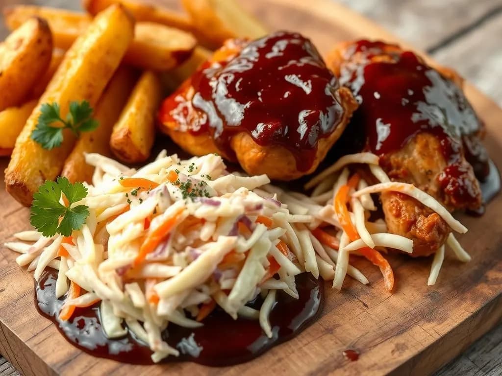Amerikansk BBQ-kyckling med krämig coleslaw