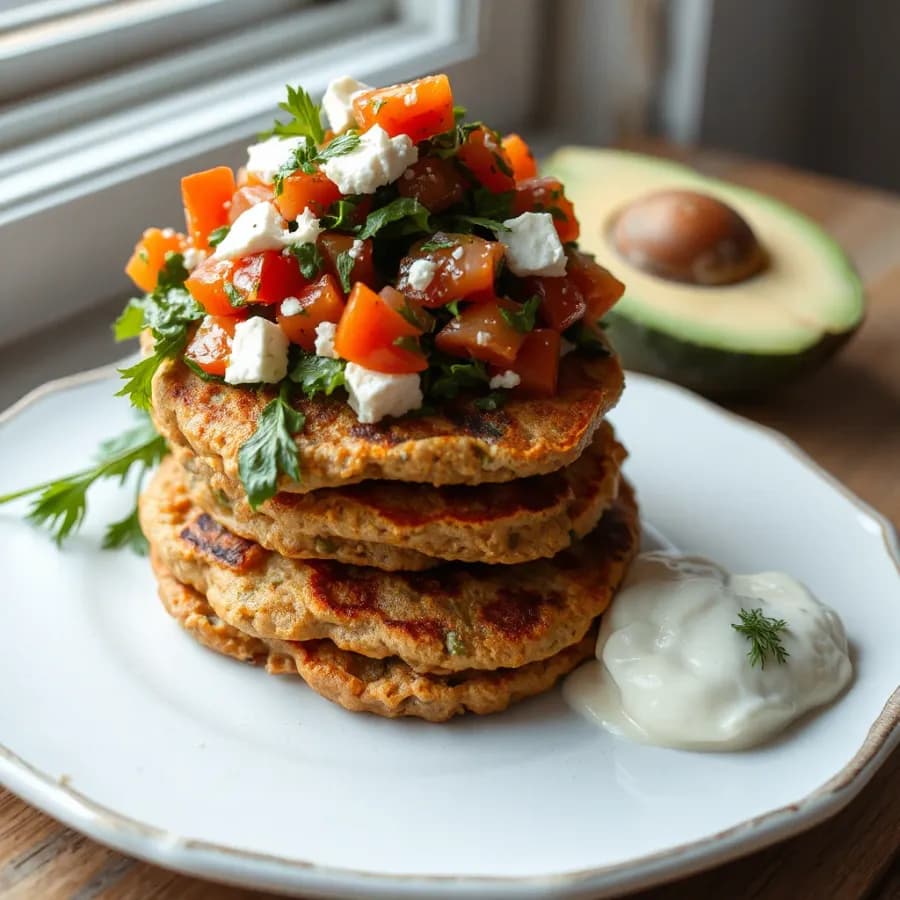 Proteinrika linspannkakor med örter och tomat, LCHF-tillbehör