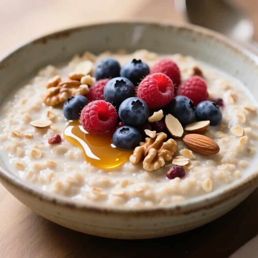 Snabb proteinhavregrynsgröt med bär