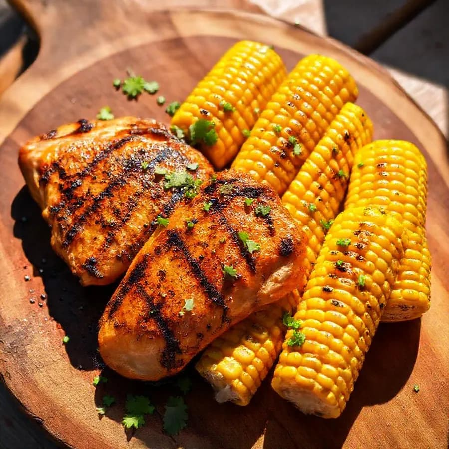 Grillad cajun-kyckling med majskolvar