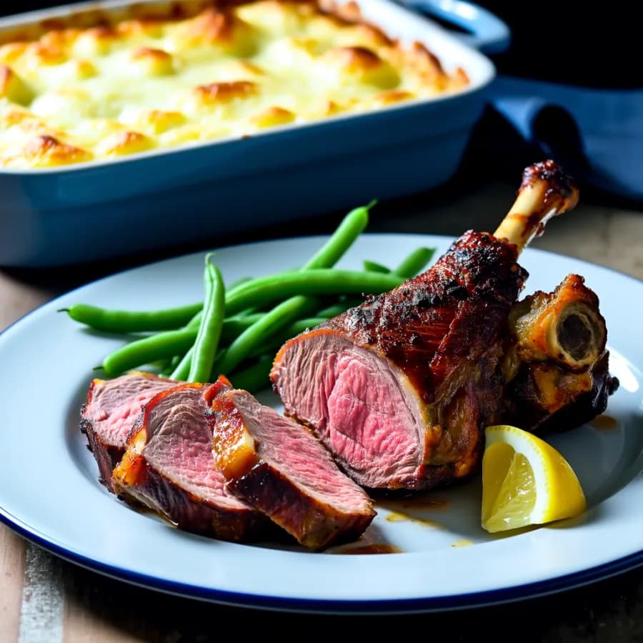 Rosmarinstekt lamm med potatisgratäng