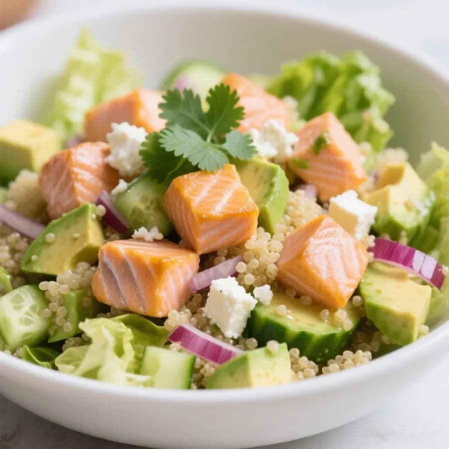 Lax- och avokadosallad med limedressing