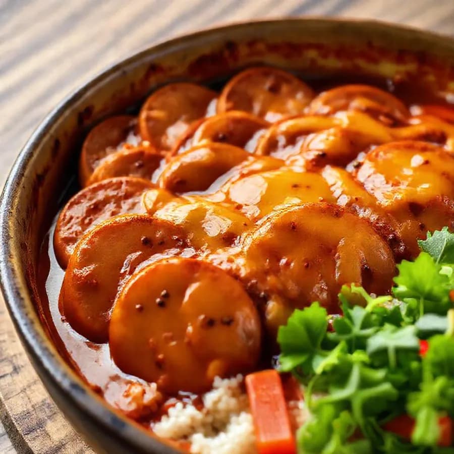 Falukorvslåda med extra sås och chili