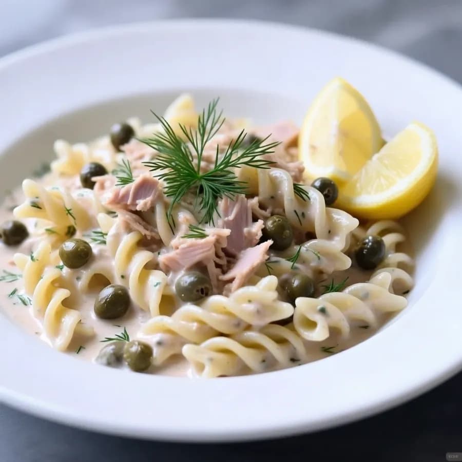Vardagslyx: Krämig tonfiskpasta med kapris och dill