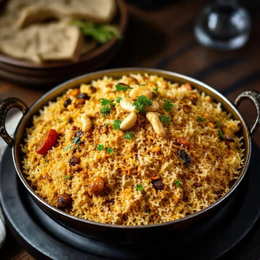 Festlig biryani med långkokt lamm och mynta