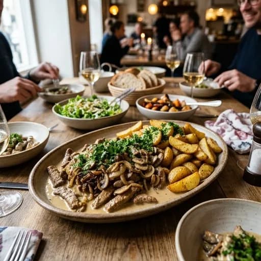 Krämig lövbiffspanna med tryffelsvamp och dijonsenap