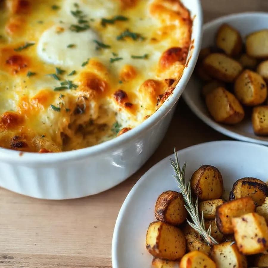 Kassler- och Mozzarellagratäng med Rosmarinpotatis