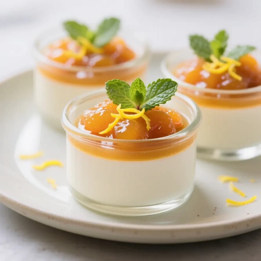 Citronmarinerad Pannacotta med aprikoskompott