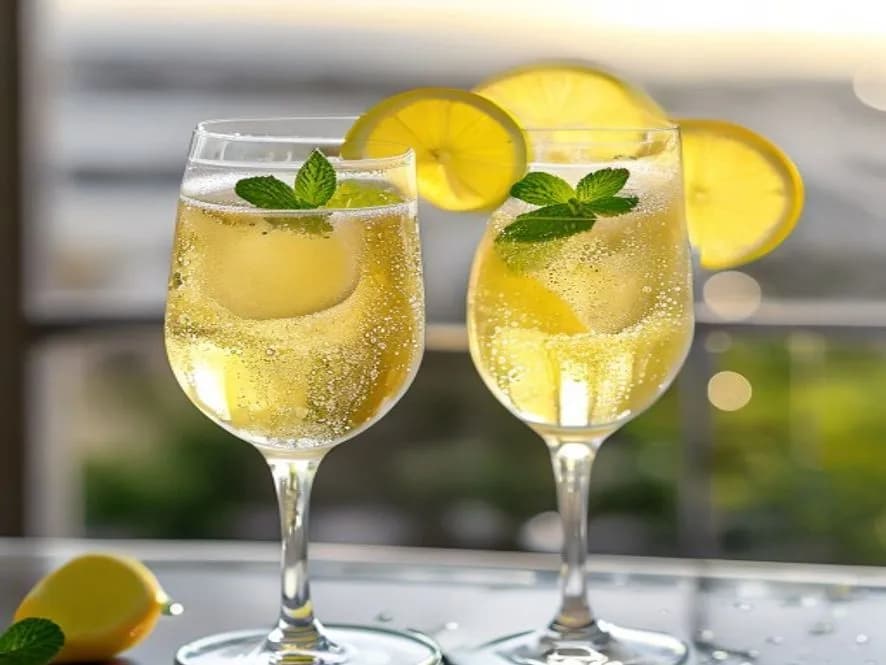 Frisk mousserande välkomstdrink med fläder
