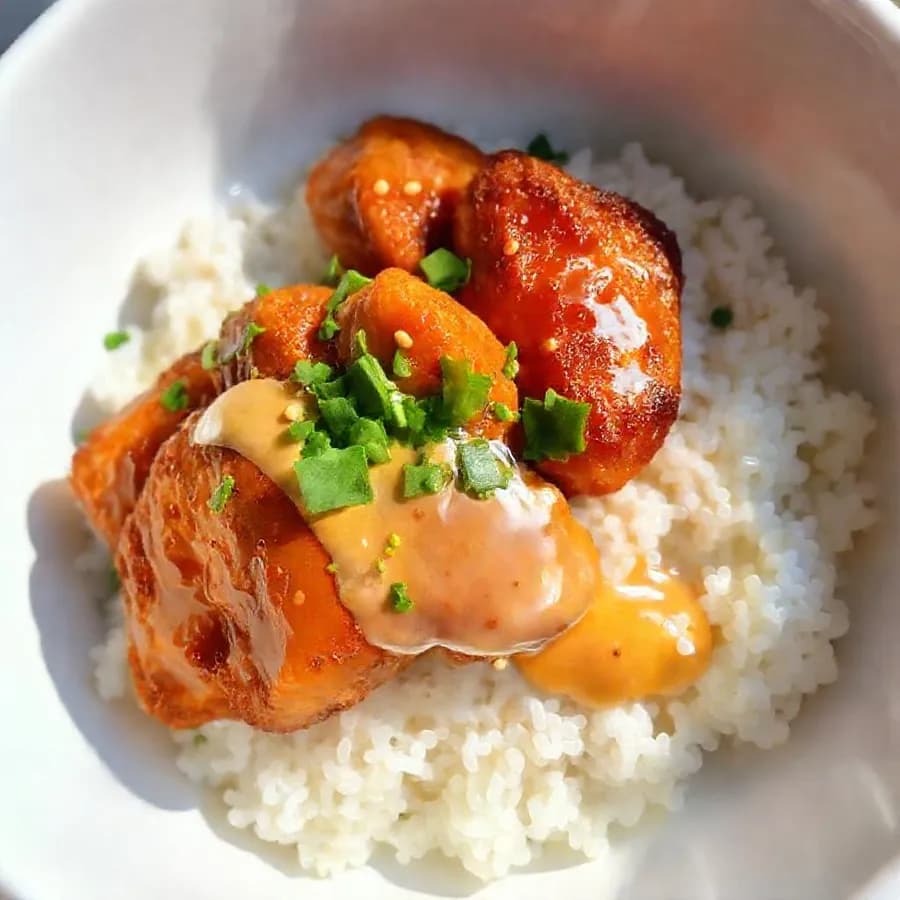Krispig honungs-srirachakyckling med limesås och ris