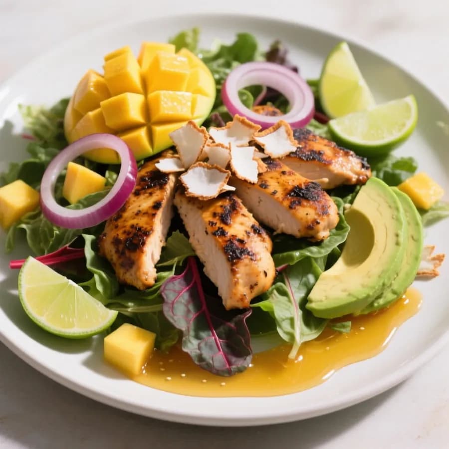 Jerk Chicken Sallad med Mango och Lime