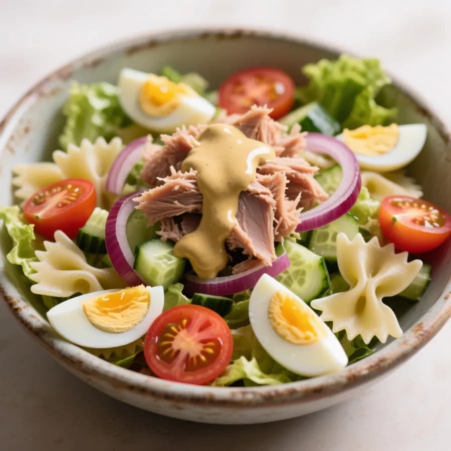 Tonfisksallad med senapsdressing och ägg
