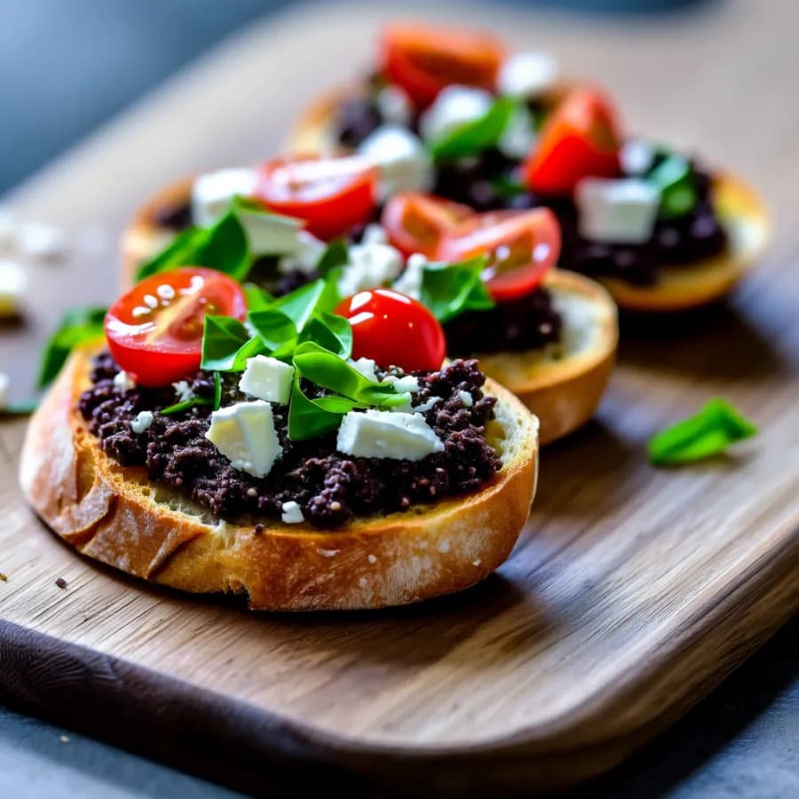 Bruschettas med Tapenade och Fetaost