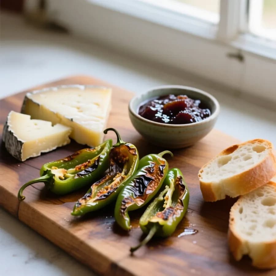 Pimientos de padrón och manchego med fikonmarmelad